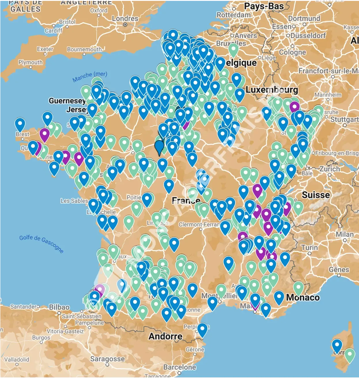 L’ensemble des implantations de casiers réfrigérés en France