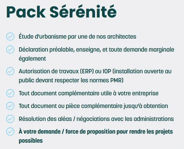 Récapitulatif des services inclus dans le Pack Sérénité de MonCasierFrais.fr.